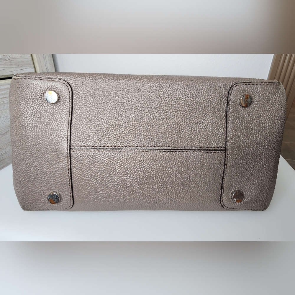 Michael Kors Studio Mercer Large Satchel Tote CINDER Leather Gray Taupe - Picture 9 of 11